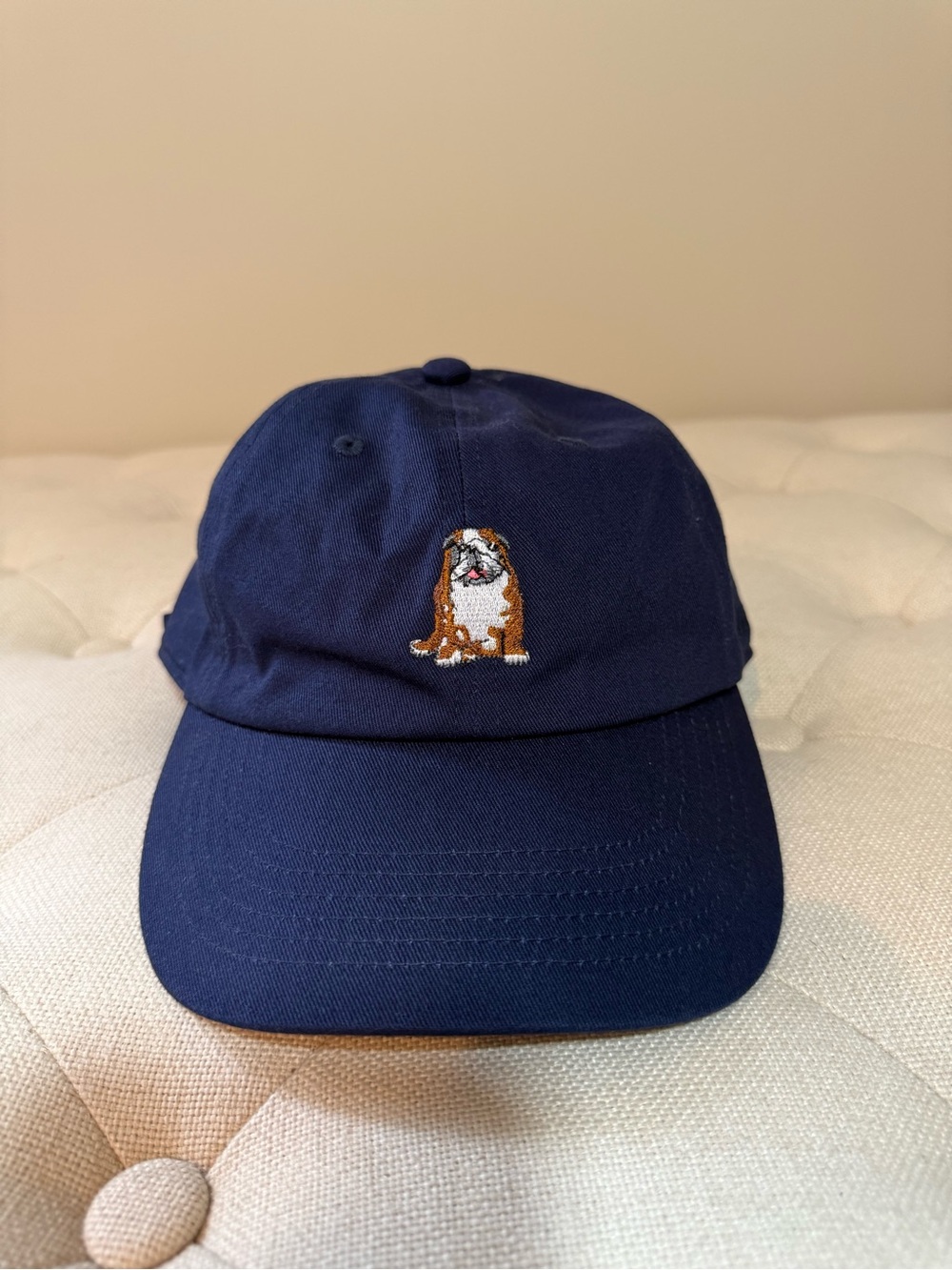 chubbies Navy Baseball Cap with Embroidered Brown & White Dog